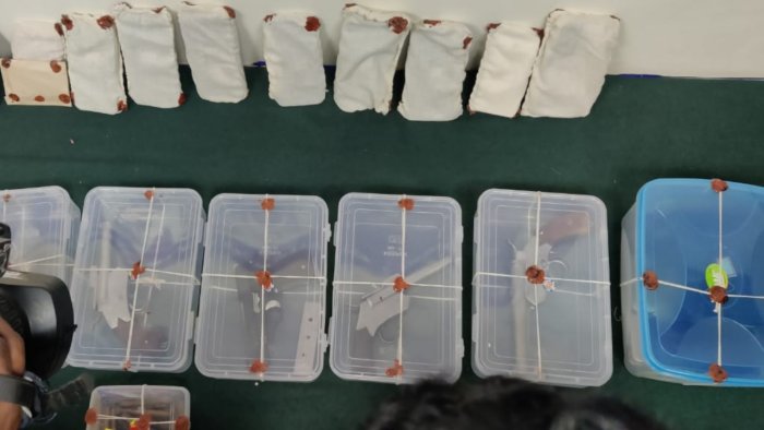 CCB seized mobile phones, pistols and bullets from terrorist suspects. Credit: Bengaluru City Police